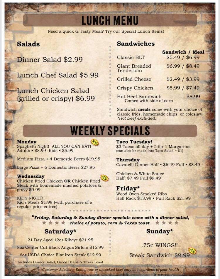 Houston's on Main - Milo, IA menu_pic