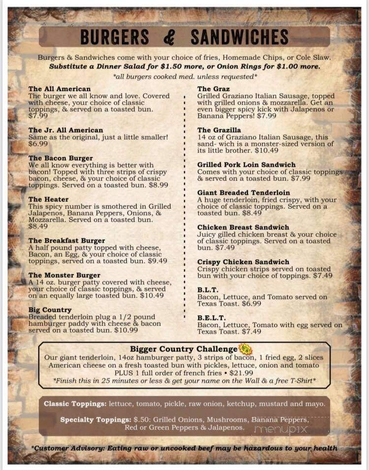 Houston's on Main - Milo, IA menu_pic