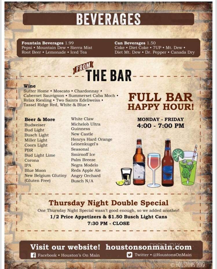 Houston's on Main - Milo, IA menu_pic