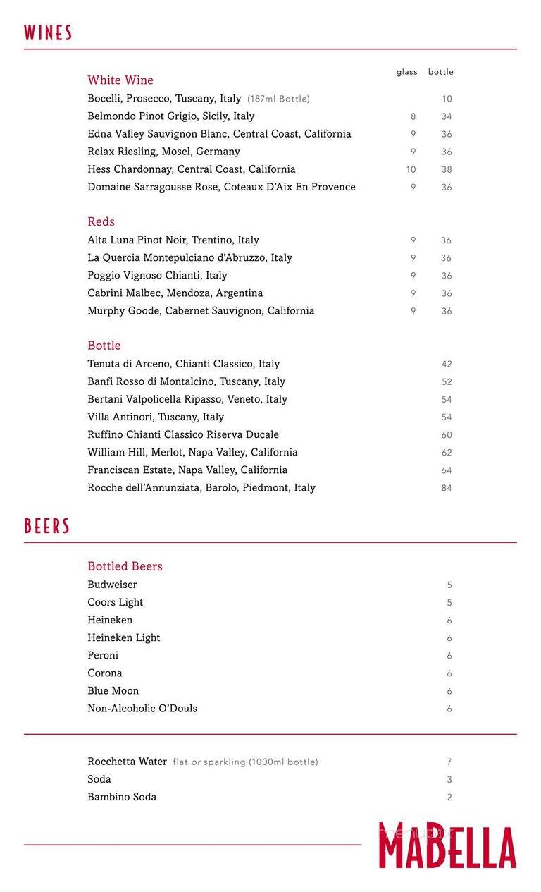 MaBella - Commack, NY menu_pic