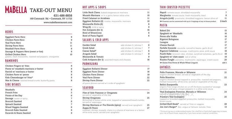 MaBella - Commack, NY menu_pic