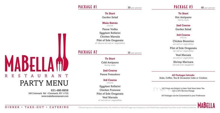 MaBella - Commack, NY menu_pic
