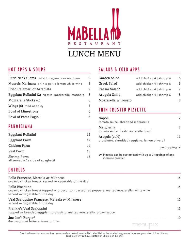 MaBella - Commack, NY menu_pic