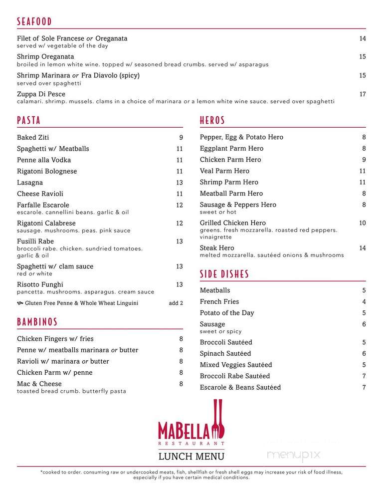 MaBella - Commack, NY menu_pic