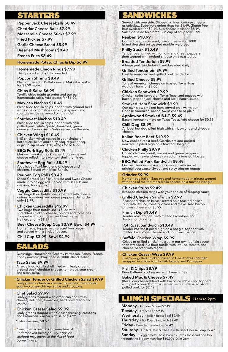 Whiskey River - Ankeny, IA menu_pic