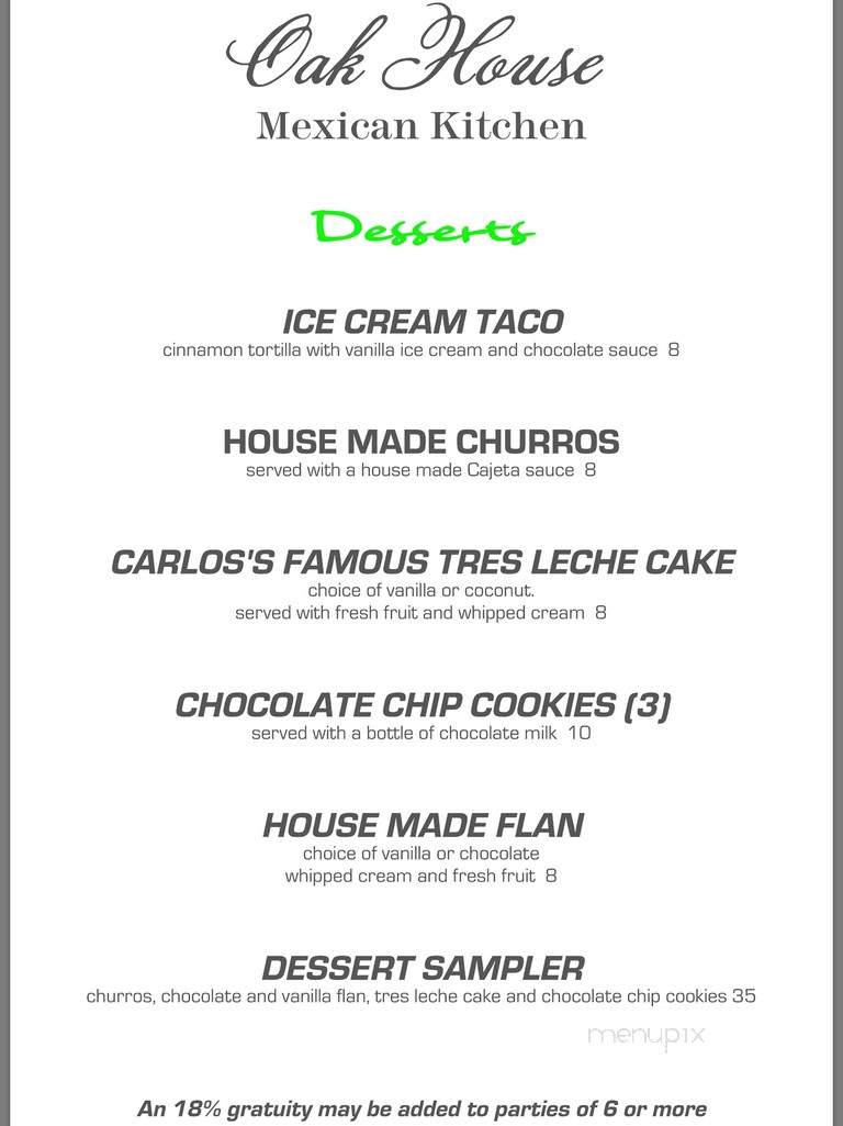Oak House Mexican Kitchen - Floral Park, NY menu_pic
