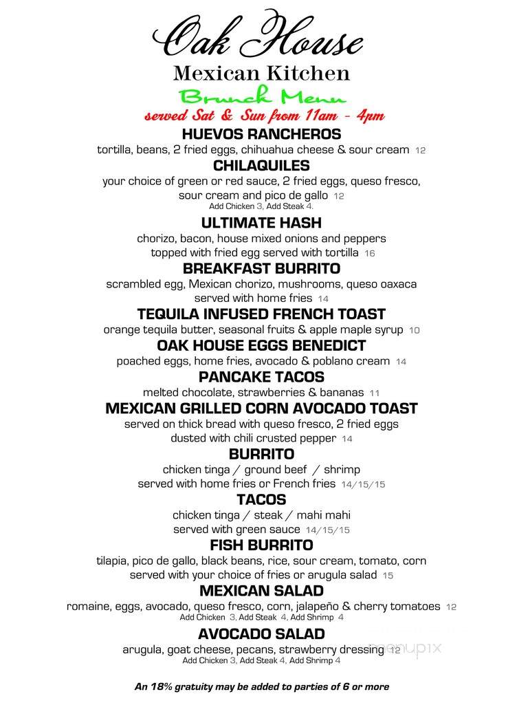 Oak House Mexican Kitchen - Floral Park, NY menu_pic