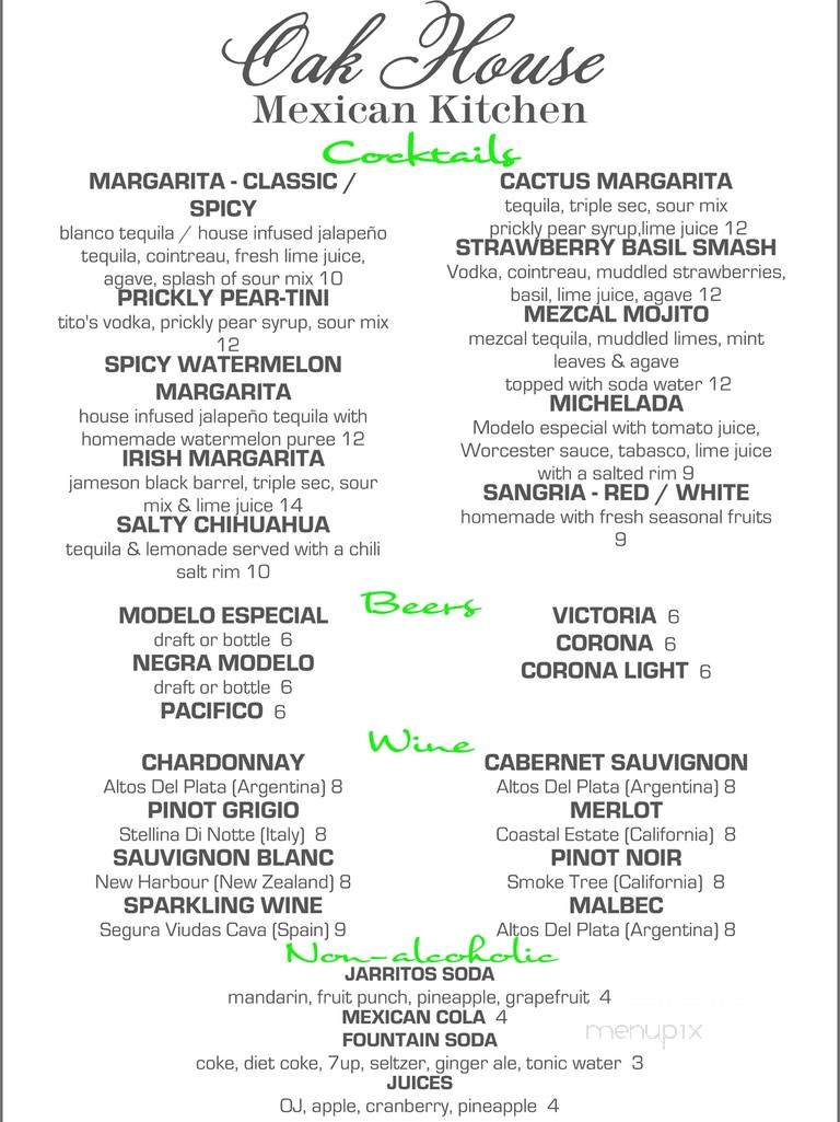 Oak House Mexican Kitchen - Floral Park, NY menu_pic