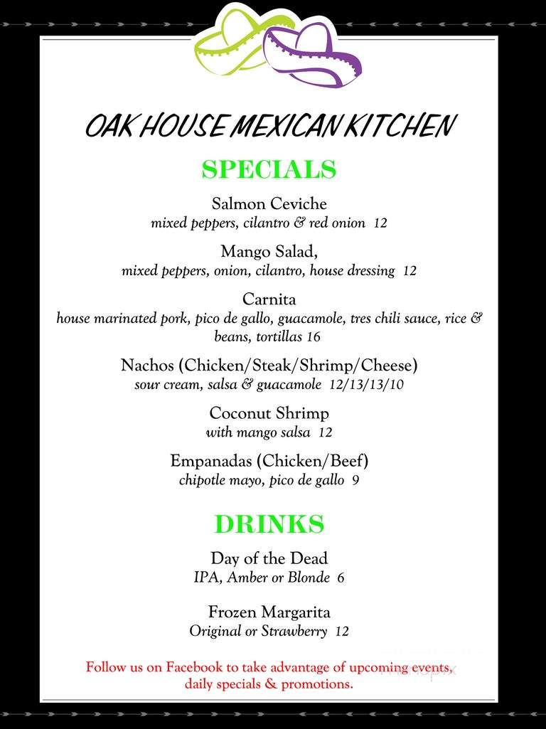 Oak House Mexican Kitchen - Floral Park, NY menu_pic