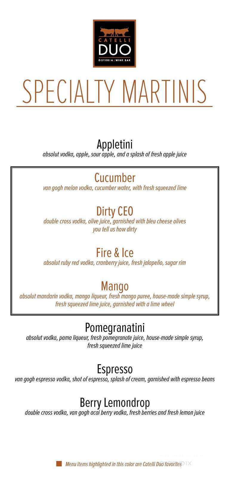 Catelli Duo Moorestown - Moorestown, NJ menu_pic