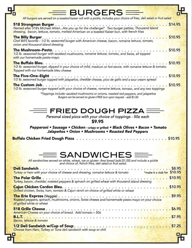 518 Grille - Amsterdam, NY menu_pic