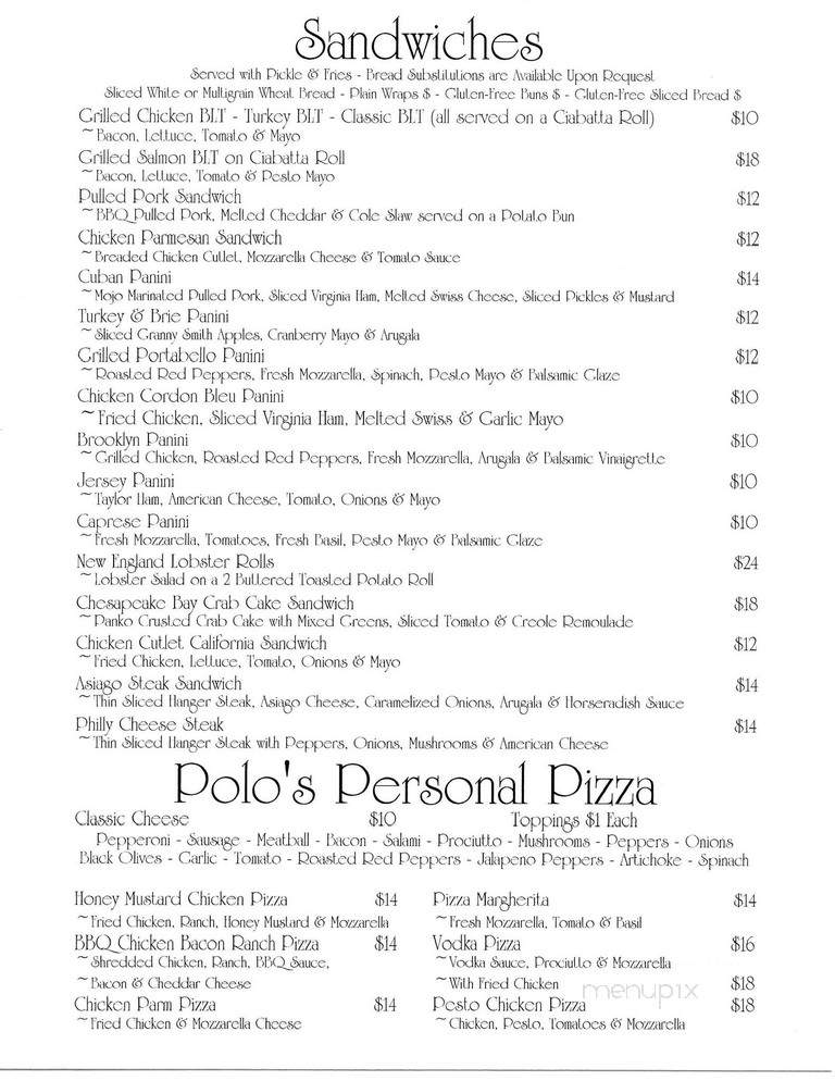 Polo's Bar & Grill - Netcong, NJ menu_pic