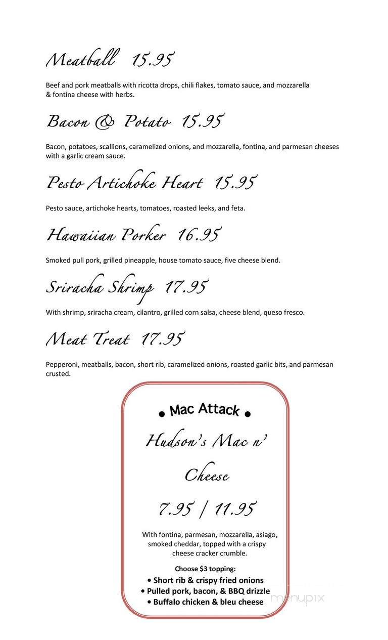 Hudson's Gastropub - Chico, CA menu_pic