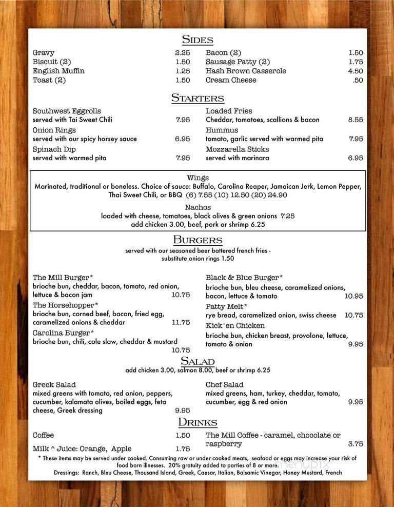 The Mill At Puppy Creek - Raeford, NC menu_pic