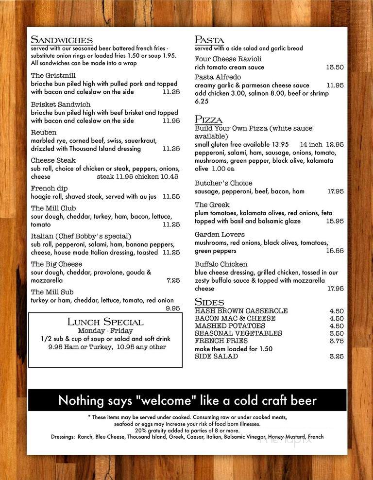 The Mill At Puppy Creek - Raeford, NC menu_pic