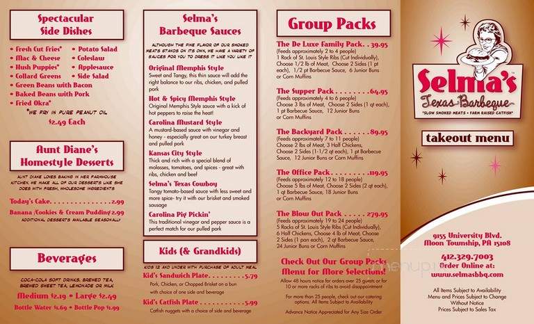 Selma's BBQ Express - Pittsburgh, PA menu_pic