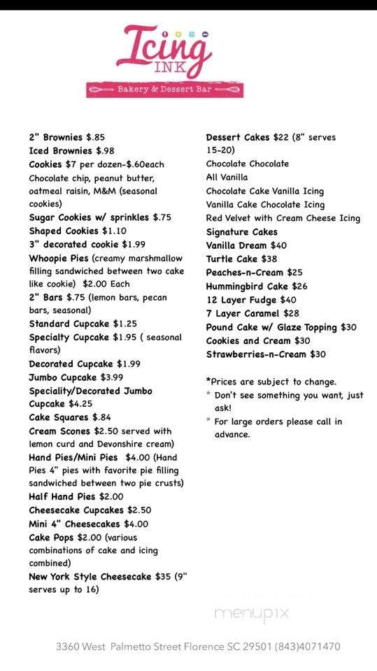Icing Ink - Florence, SC menu_pic