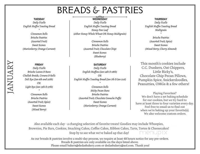 Deda's Bakery - Vancouver, WA menu_pic
