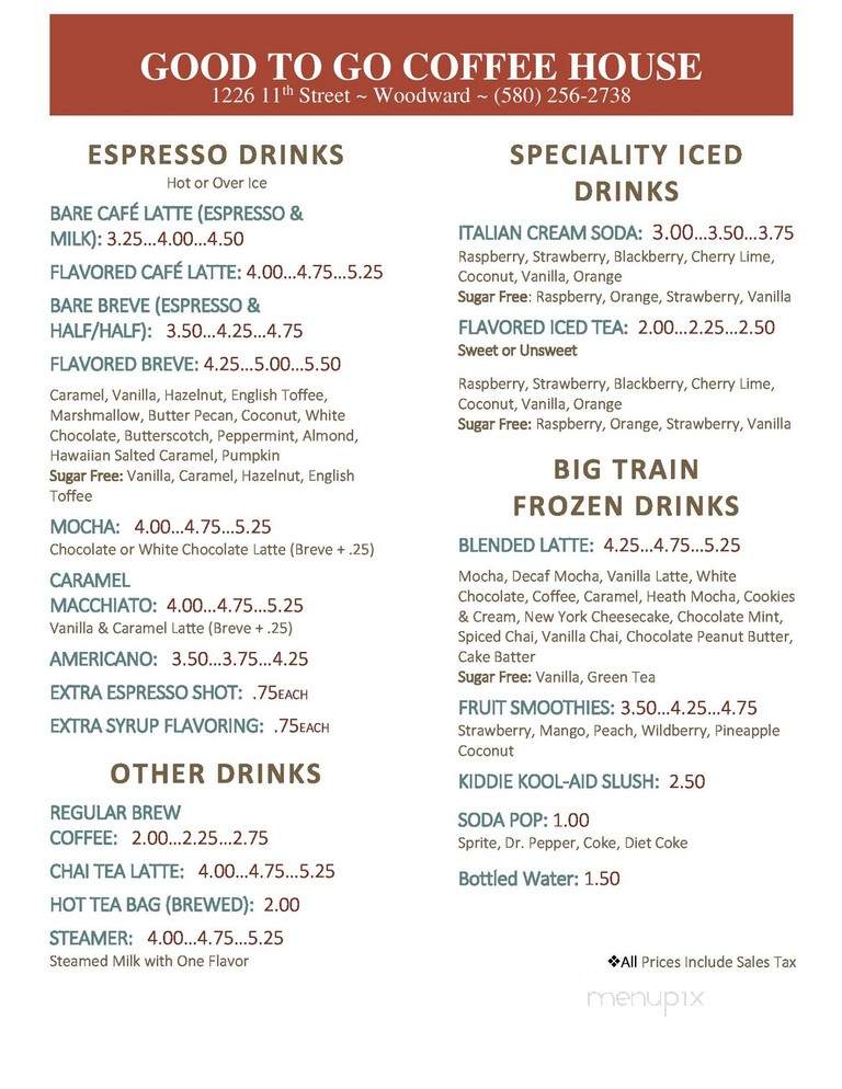 Good To Go - Woodward, OK menu_pic