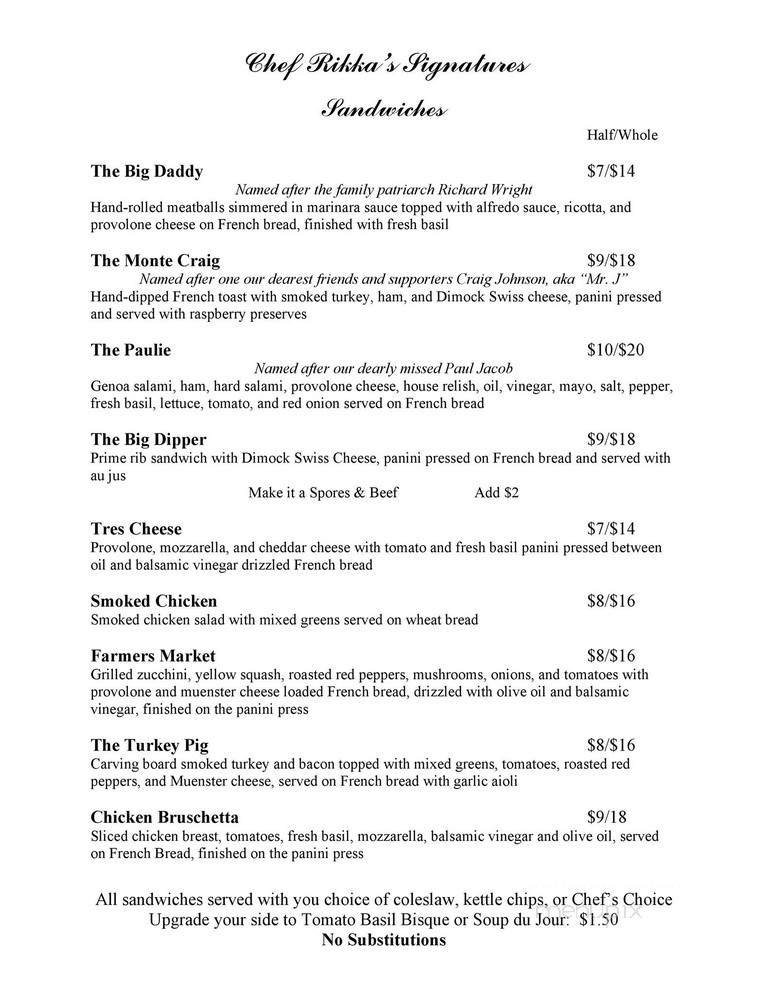 Willa B's - Yankton, SD menu_pic