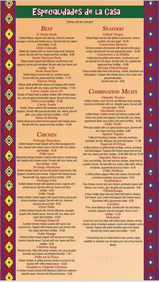 Menu of El Torito Mexican Grill in Paducah, KY 42001