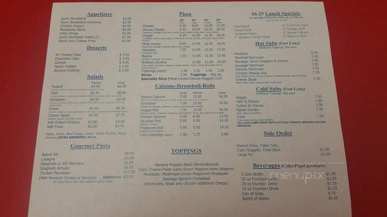 Brothers New York Style Pizza - Albany, GA menu_pic