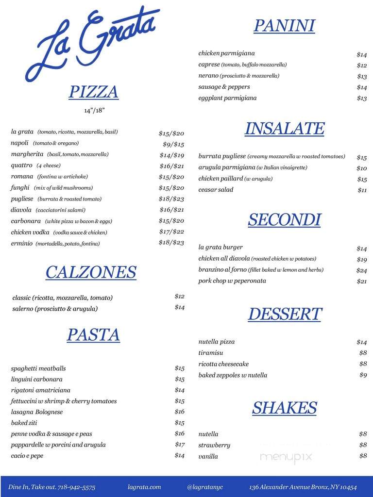 La Grata - New York, NY menu_pic