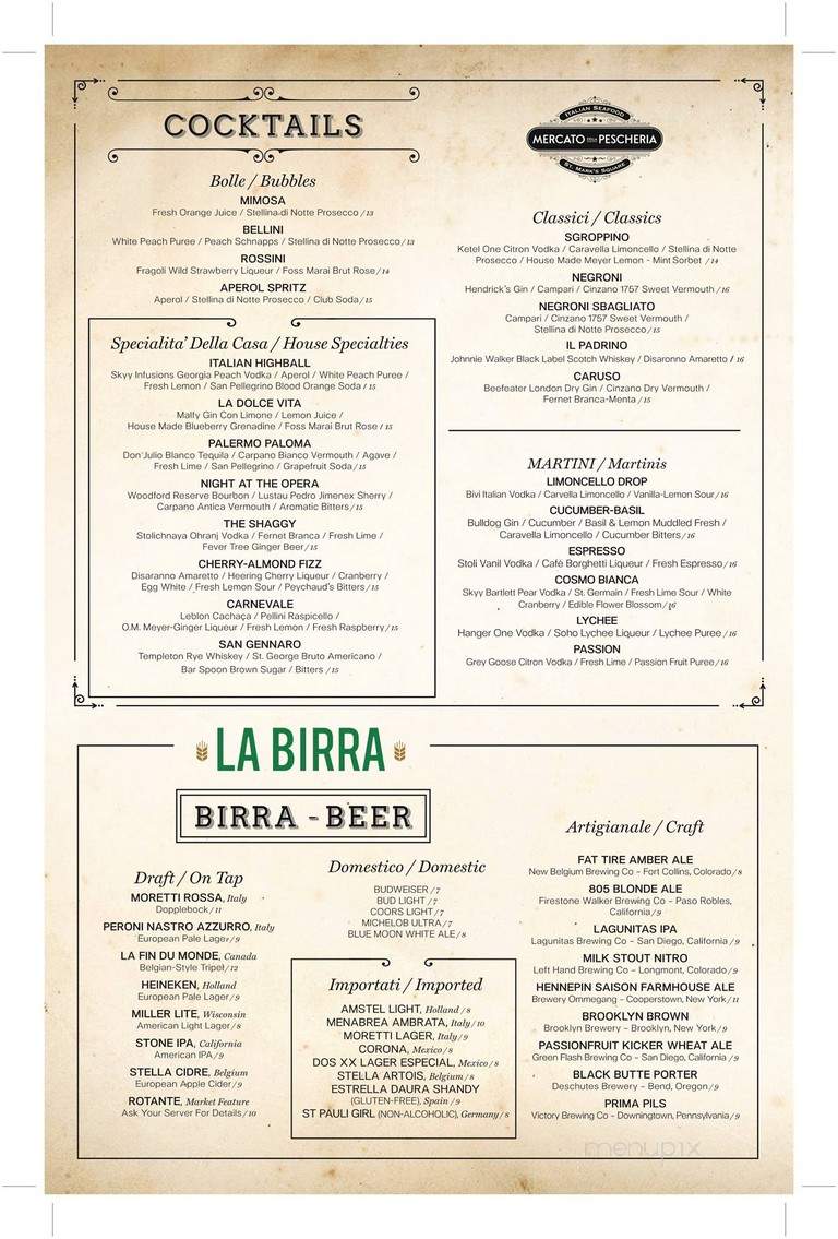Mercato Della Pescheria - Las Vegas, NV menu_pic