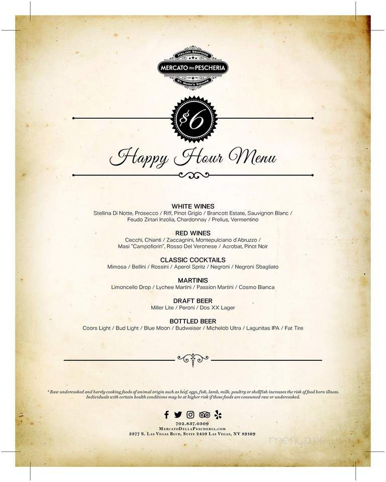 Mercato Della Pescheria - Las Vegas, NV menu_pic