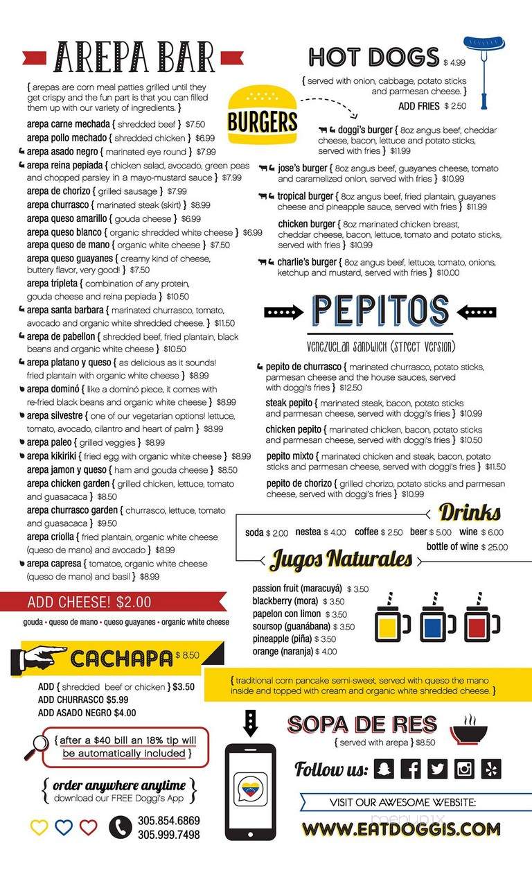 Doggi's Arepa Bar - Miami, FL menu_pic