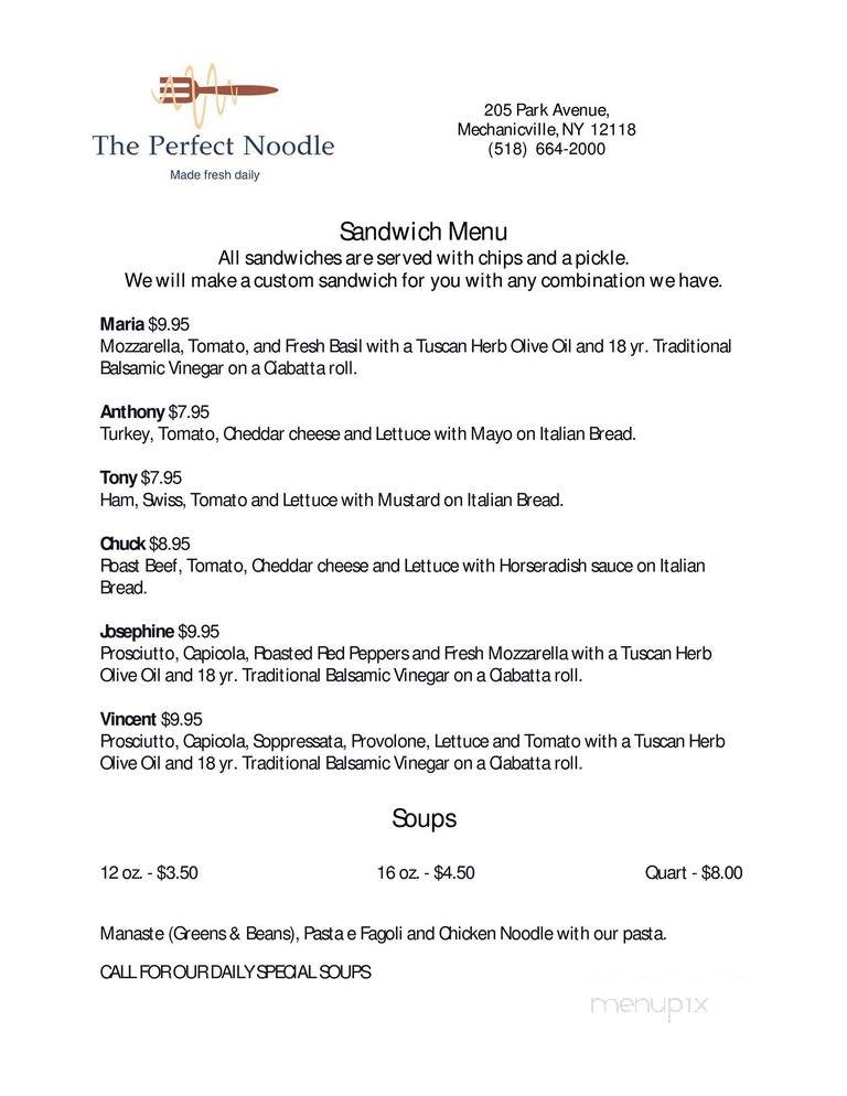 The Perfect Noodle - Mechanicville, NY menu_pic