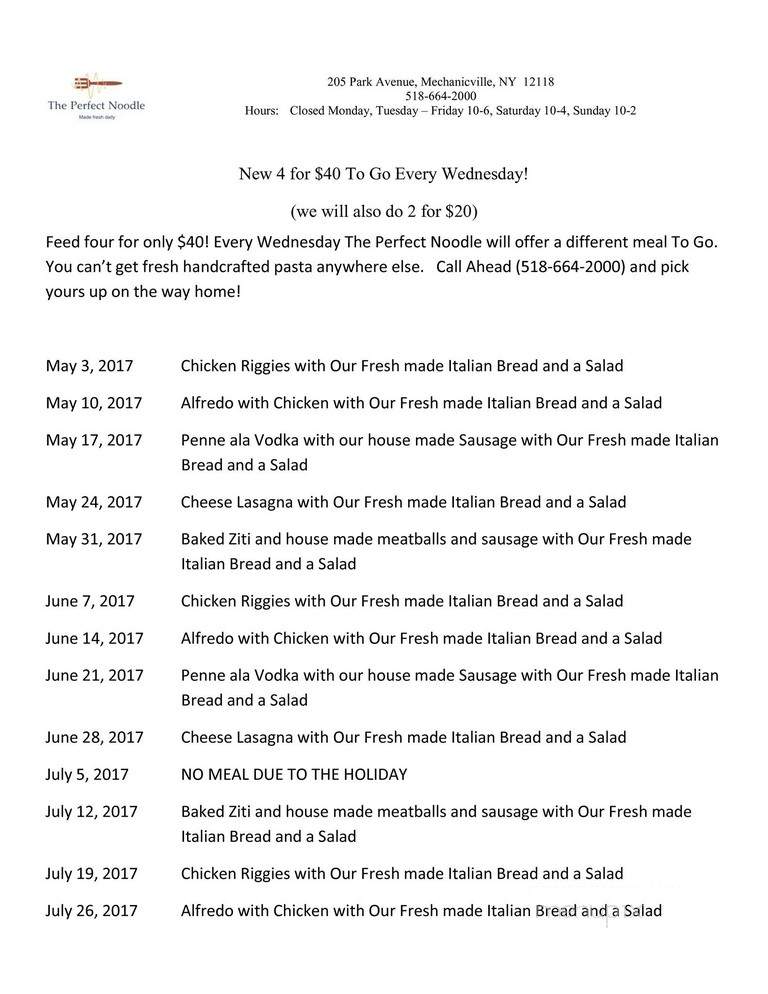 The Perfect Noodle - Mechanicville, NY menu_pic