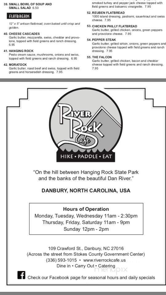 River Rock Cafe - Danbury, NC menu_pic
