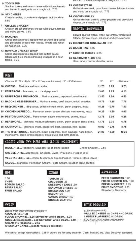 River Rock Cafe - Danbury, NC menu_pic