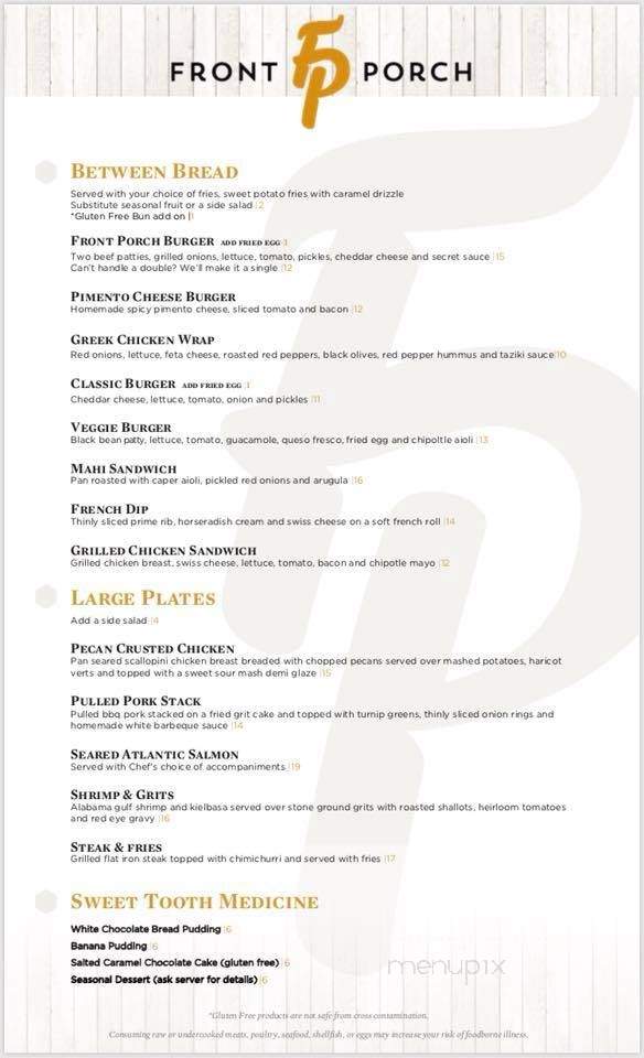 Front Porch - Hoover, AL menu_pic