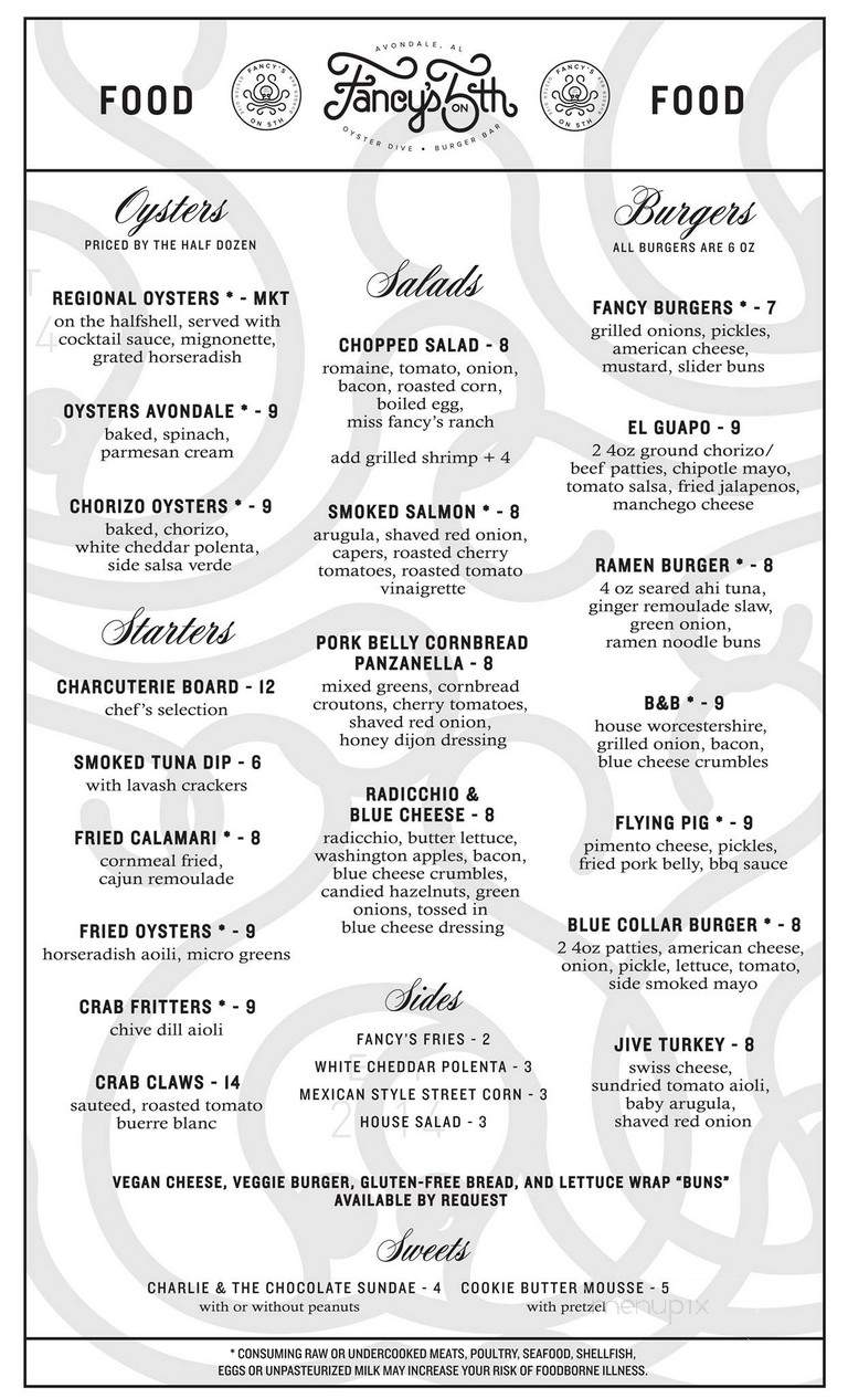 Fancy's on Fifth - Birmingham, AL menu_pic