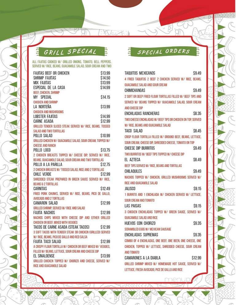Azteca Mexican Diner - Falconer, NY menu_pic
