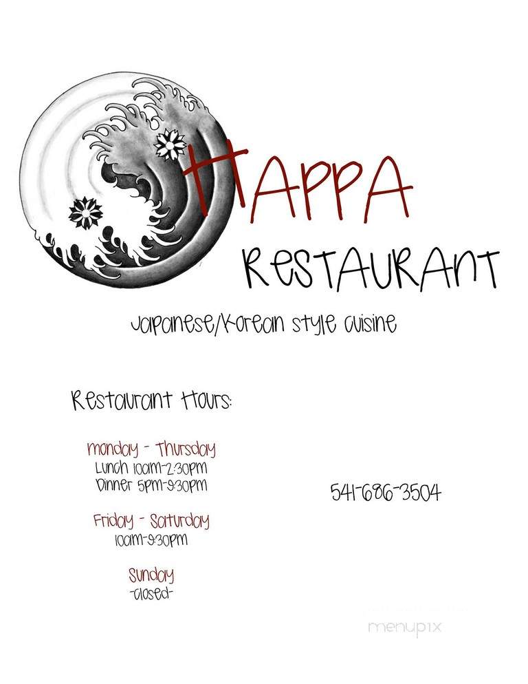 Happa Sushi - Eugene, OR menu_pic