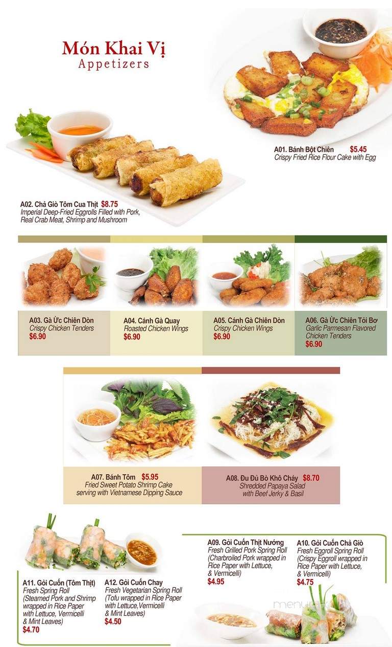 Quang Trung Restaurant - Huntington Beach, CA menu_pic