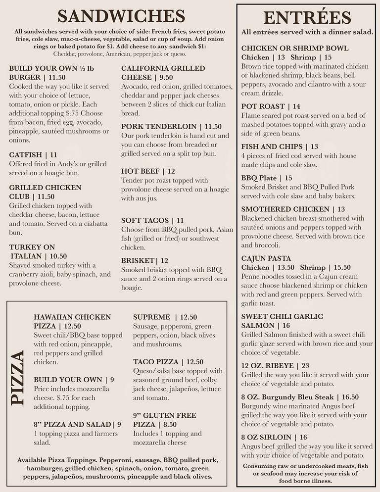 Woods Fort Restaurant - Troy, MO menu_pic