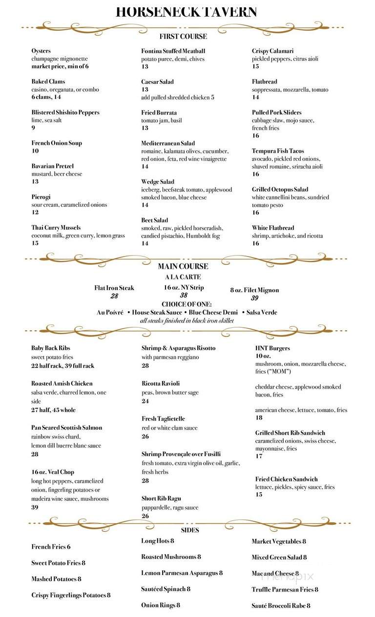 Horseneck Tavern - Caldwell, NJ menu_pic