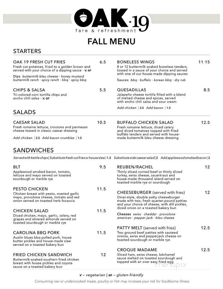 Oak 19 - Chaska, MN menu_pic