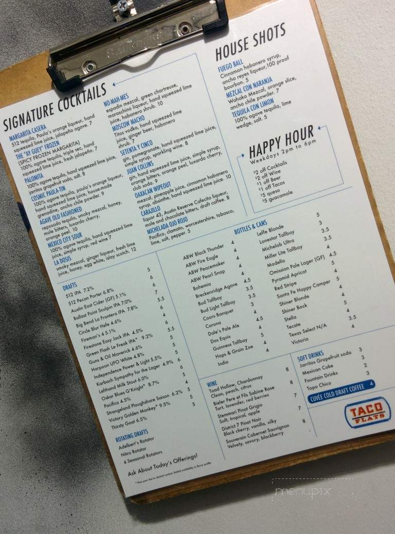 Taco Flats - Austin, TX menu_pic
