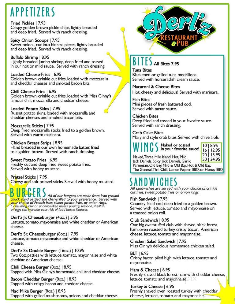 Derl'z Restaurant & Pub - Suffolk, VA menu_pic