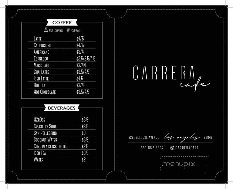 Carrera Cafe - West Hollywood, CA menu_pic