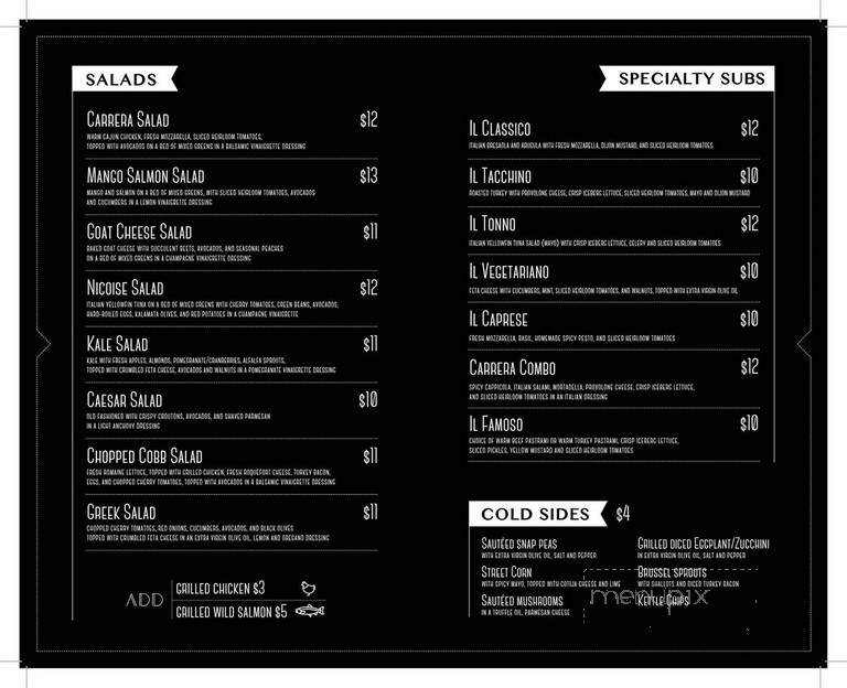 Carrera Cafe - West Hollywood, CA menu_pic