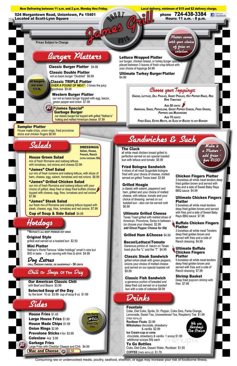 James Grill - Uniontown, PA menu_pic