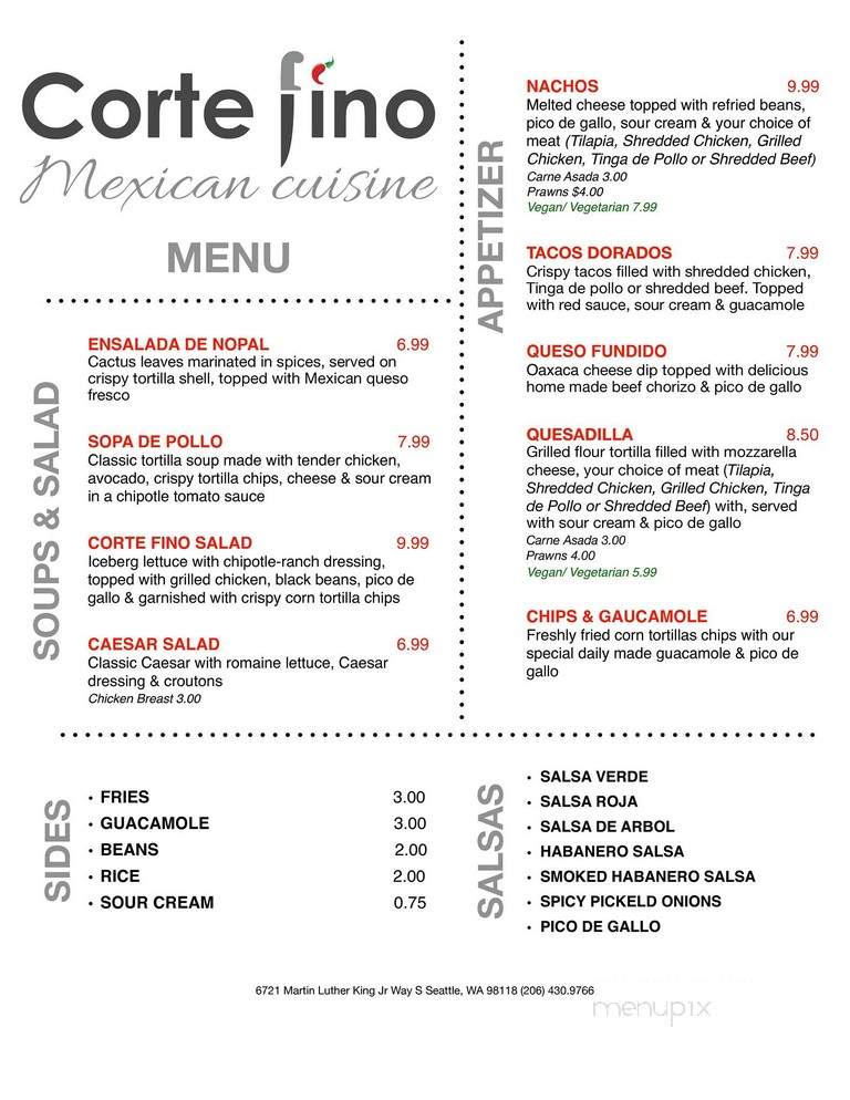 Mexico and More Cuisine - Seattle, WA menu_pic