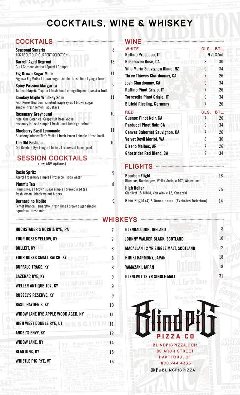 The Blind Pig - Hartford, CT menu_pic