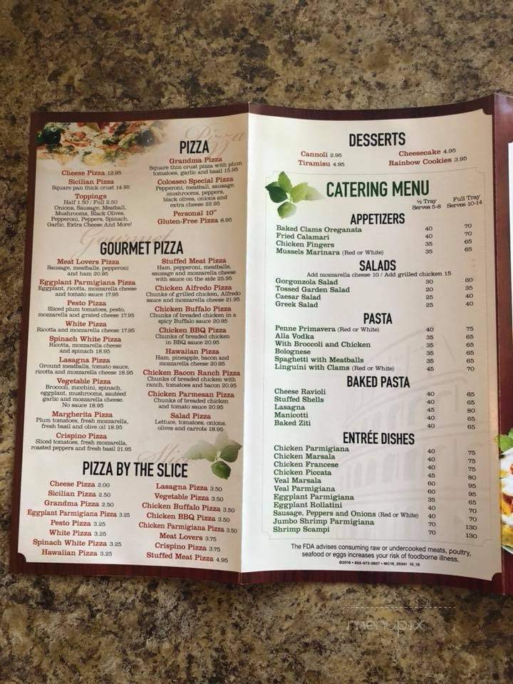 Colosseo Pizzeria & Restaurant - Port Charlotte, FL menu_pic